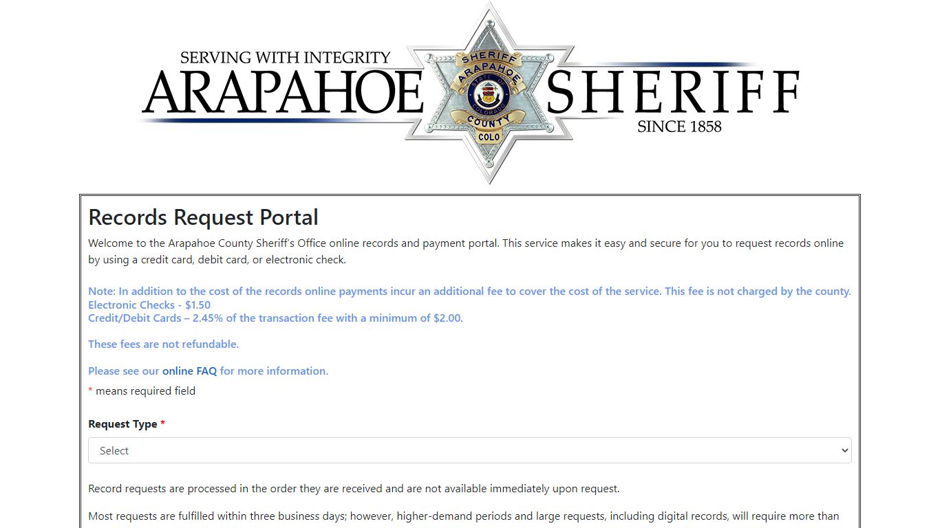 Home page - InfoRequest - Arapahoe County, Colorado
